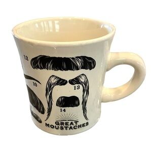 "Great Moustaches" Ceramic Coffee Mug, Unemployed Philosophers Guild, Exc. 2012